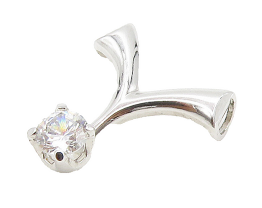 925 Sterling Silver  Sparkling Prong Set Cubic Zirconia Split Pendant  PT12351