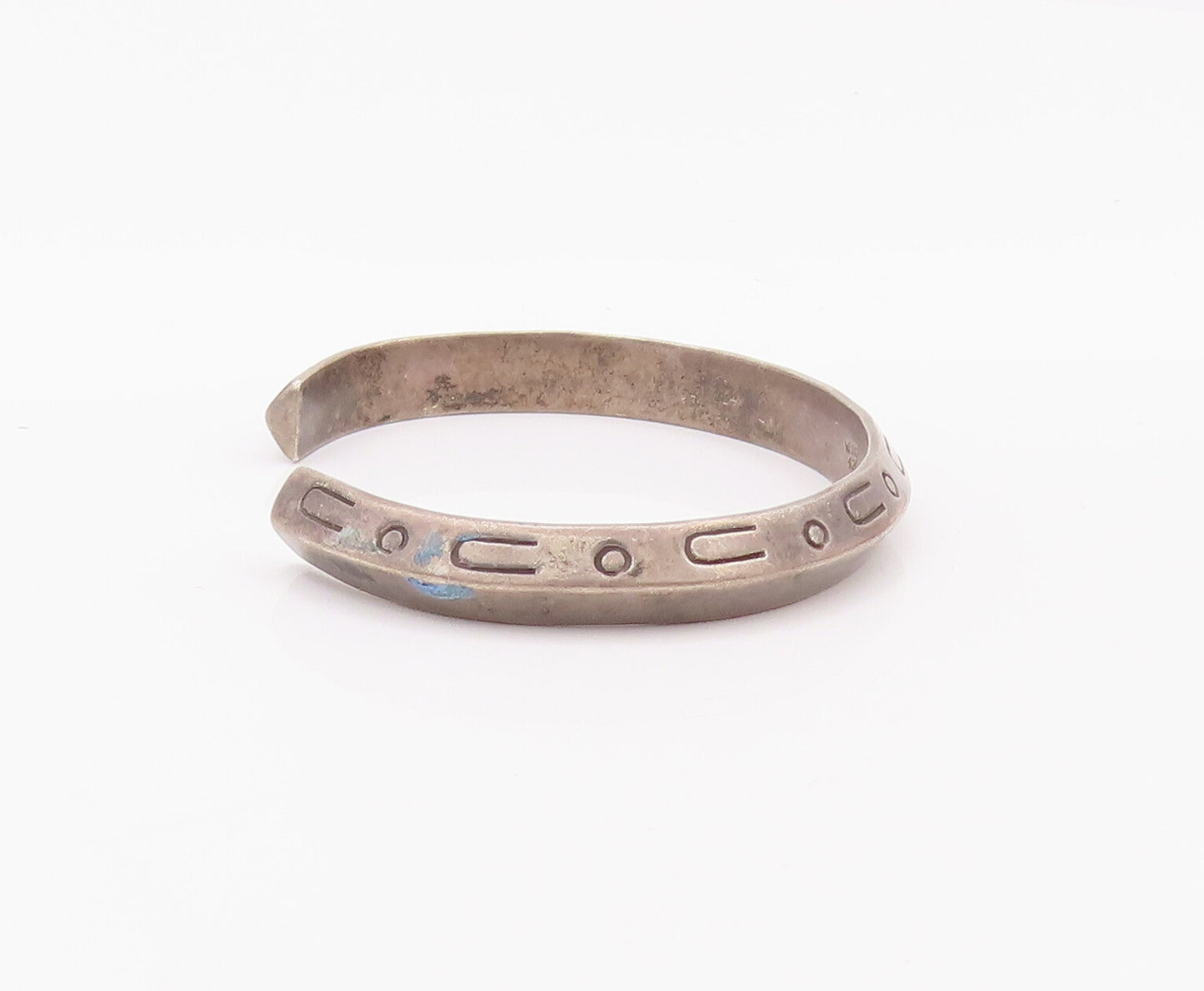 925 Sterling Silver Vintage Bracelet MEXICO Solid Etched U And o Cuff  BT10433