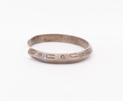 925 Sterling Silver Vintage Bracelet MEXICO Solid Etched U And o Cuff  BT10433