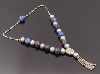 ATHOC 925 Sterling Silver  Vintage Greek Blue Gemstone Beaded Bracelet  TR3505
