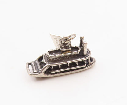 925 Sterling Silver  Vintage Sculpted Steamboat Charm Pendant  PT20413