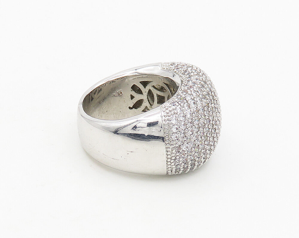 925 Sterling Silver  Vintage Cubic Zirconia Dome Cocktail Ring Sz 10  RG18698