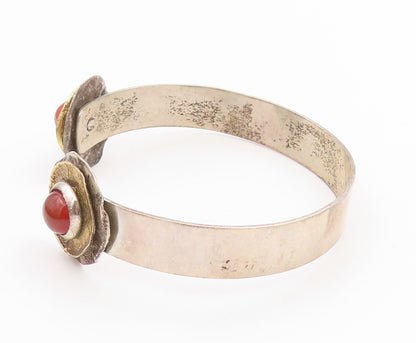 925 Sterling Silver Vintage Bracelet HAIN PAZ ISRAEL Carnelian Cuff  BT11772
