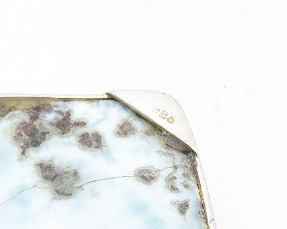 925 Sterling Silver  Vintage Larimar Shiny Smooth Drop Pendant  PT7822