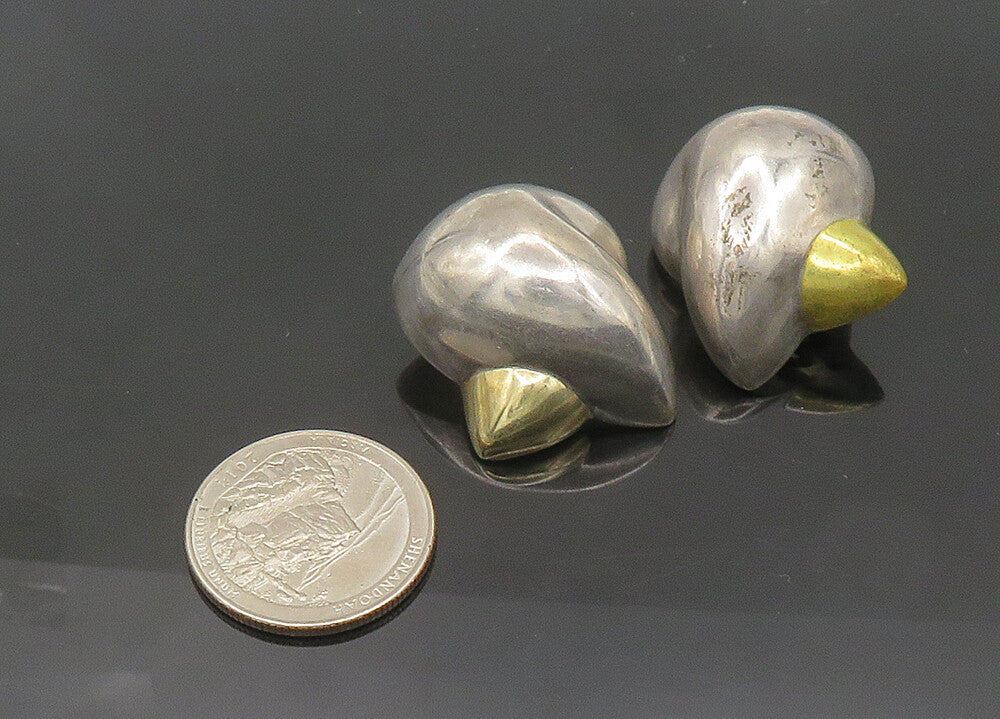 PATRICIA VON MUSULIN 925 Silver & 18K GOLD  Vintage Clip On Earrings  EG10531