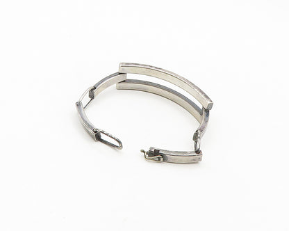 EUROPEAN 925 Silver  Vintage Dark Tone Smooth Curve Bar Chain Bracelet  BT7794