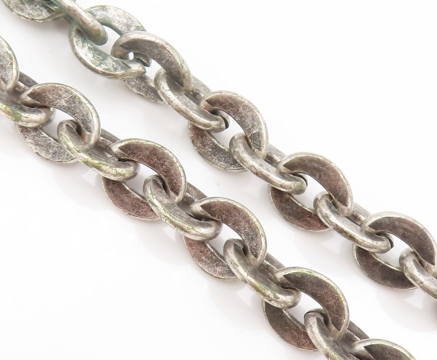 925 Sterling Silver  Vintage Horse Shoe Link Chain Toggle Lock Necklace NE4060