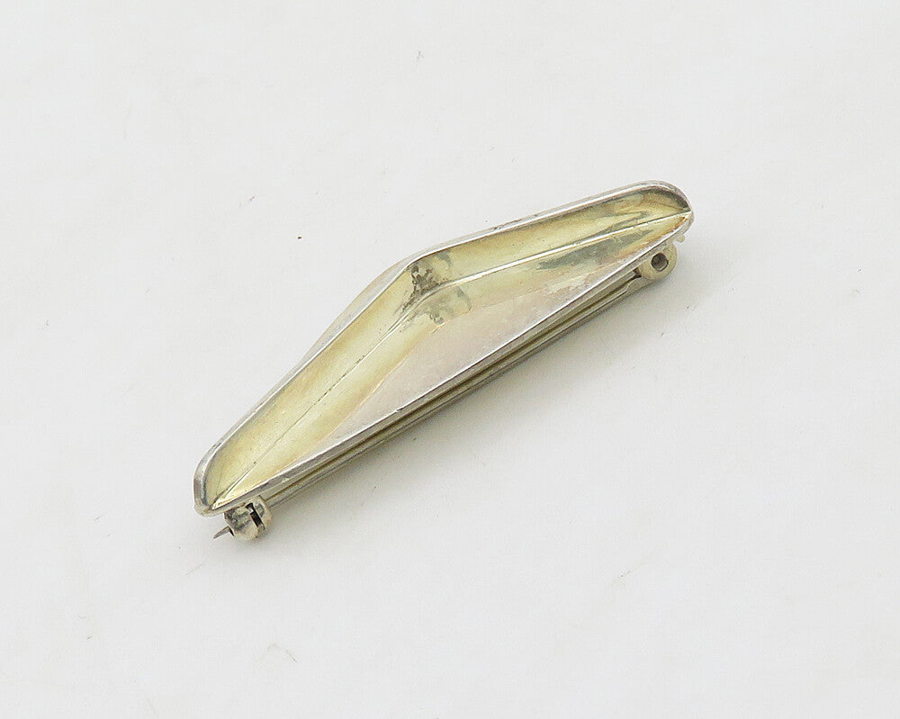 925 Sterling Silver  Vintage Shiny Modernist Smooth Brooch Pin  BP7609