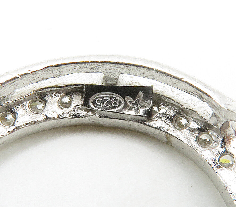 925 Sterling Silver  Cubic Zirconia Open Tear Drop Slide Pendant  PT11643