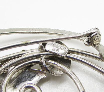BB 925 Sterling Silver  Vintage Sculpted Floral Brooch Pin  BP1058