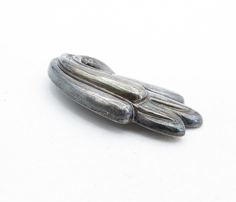 MEXICO 925 Sterling Silver  Vintage Dark Tone Fluted Swirl Brooch Pin  BP2031