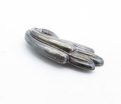 MEXICO 925 Sterling Silver  Vintage Dark Tone Fluted Swirl Brooch Pin  BP2031