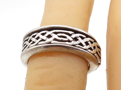 925 Sterling Silver  Vintage Celtic Knot Pattern Spinner Ring Sz 6  RG7134