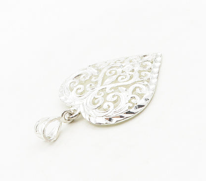 925 Sterling Silver  Shiny Polished Open Swirl Love Heart Pendant  PT12856