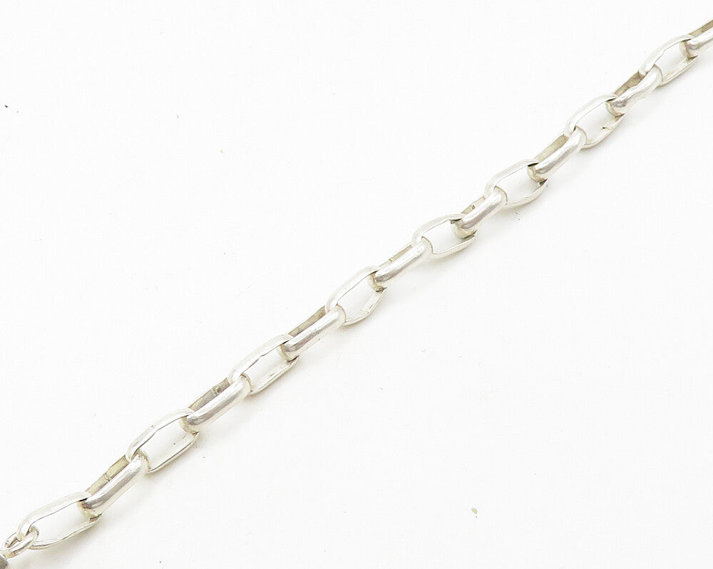 925 Sterling Silver  Vintage Multi Shaped Real Gemstone Chain Necklace  NE2968