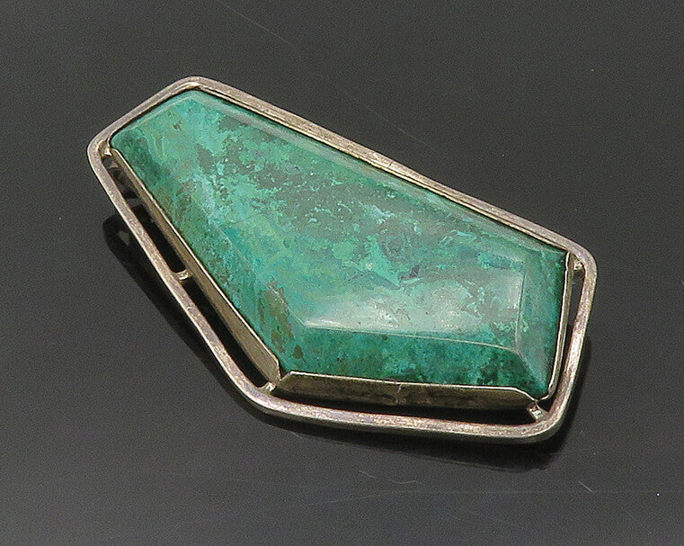 ISRAEL 925 Sterling Silver  Vintage Eilat Stone Smooth Brooch Pin  BP6917