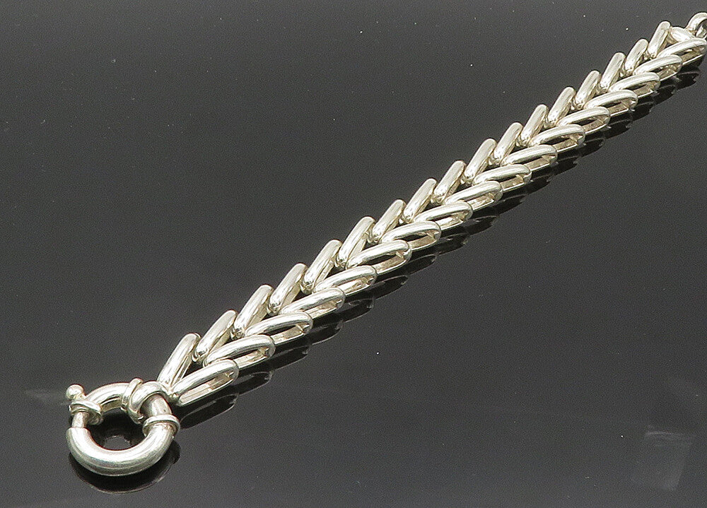 925 Sterling Silver  Vintage Shiny Arrow Hinge Link Chain Bracelet  BT8190