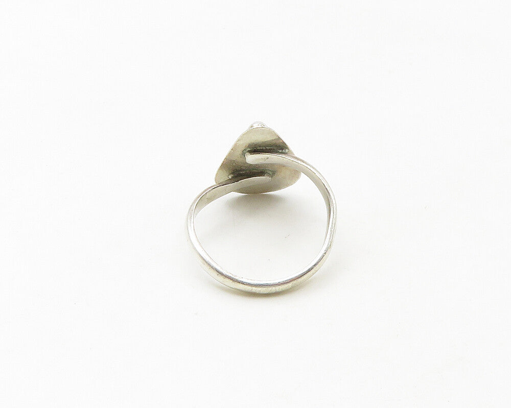 925 Sterling Silver  Vintage Tear Drop White Jasper Cocktail Ring Sz 7 RG18773
