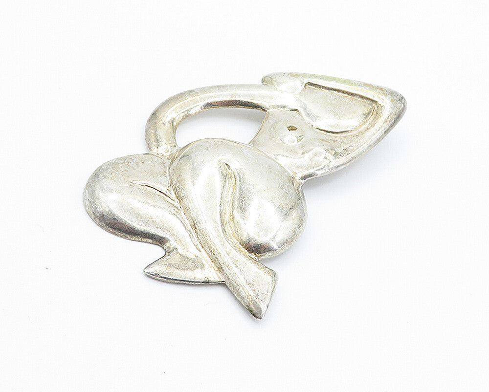 925 Sterling Silver  Vintage Modernist Shiny Woman Figure Pendant  PT4096