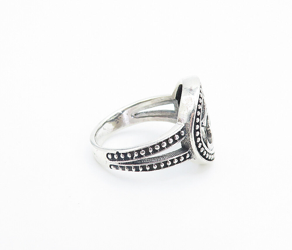 925 Sterling Silver  Vintage Om Spiritual Symbol Band Ring Sz 4.5  RG8101