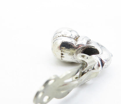 925 Sterling Silver  Vintage Shiny Modernist Design Non Pierce Earrings EG2844
