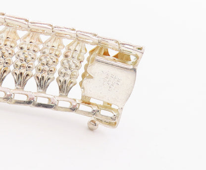 925 Sterling Silver Vintage Bracelet Solid Cutout Bead Repeated Pattern  BT10559