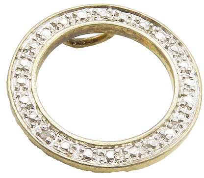 925 Sterling Silver  Vintage Genuine Diamond Open Circle Pendant  PT11655