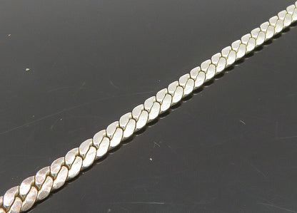 925 Sterling Silver  Vintage Shiny Pleated Pendant Snake Chain Necklace NE3700