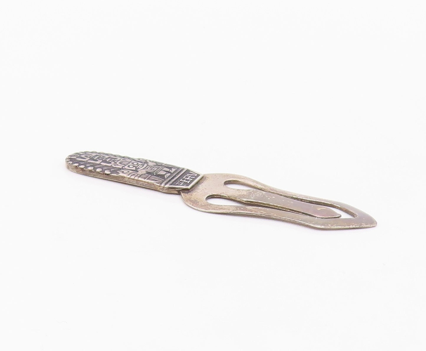 PERU 925 Sterling Silver  Vintage Aztec Mayan Warrior Bookmark  TR3416