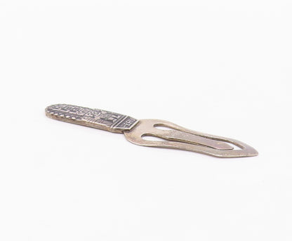 PERU 925 Sterling Silver  Vintage Aztec Mayan Warrior Bookmark  TR3416