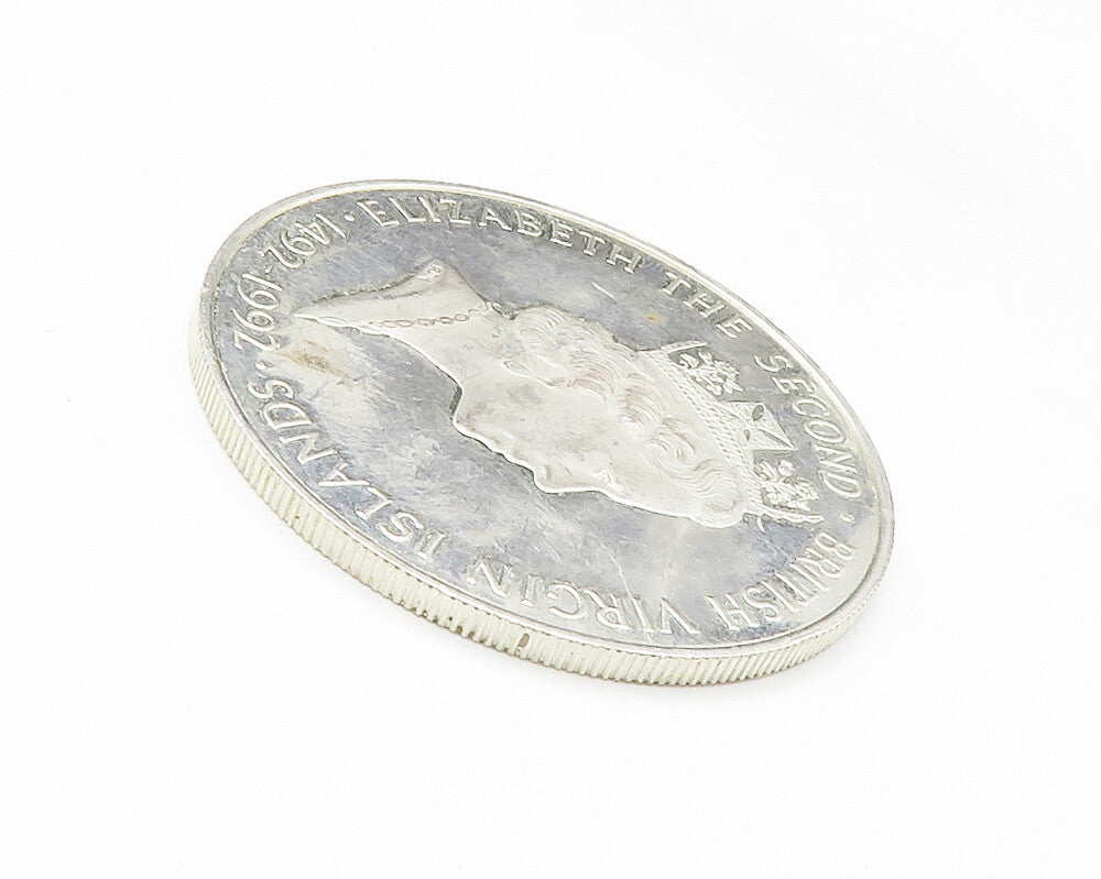 925 Sterling Silver  Vintage Shiny British Virgin Islands Coin  TR2057