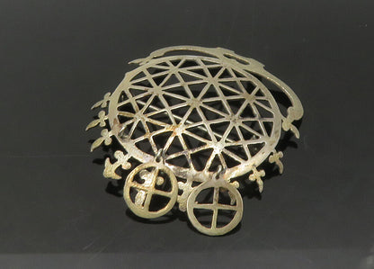 925 Sterling Silver  Vintage Cutout Design Dangling Brooch Pin  BP8672