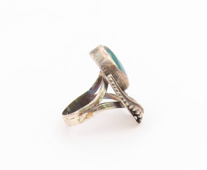 925 Sterling Silver Vintage Ring ASHLEY NAVAJO Turquoise Leaf  Sz 8.5  RG36580