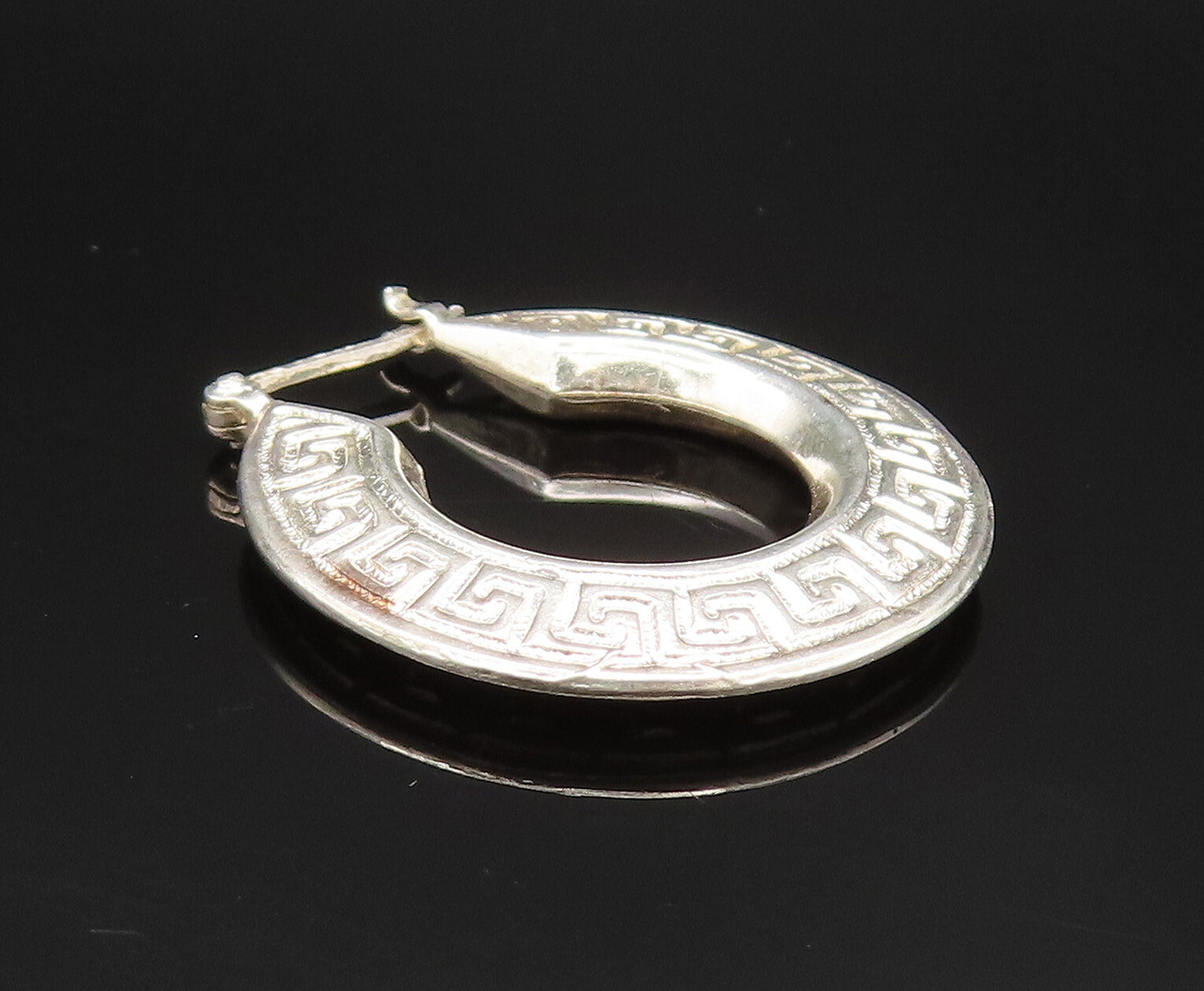 925 Sterling Silver  Vintage Engraved Spiral Maze Hoop Earrings  EG11779