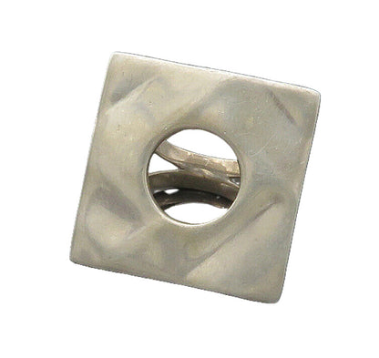 925 Sterling Silver  Vintage Shiny Cutout Square Statement Ring Sz 6  RG16730