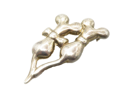 MEXICO 925 Sterling Silver  Vintage Sitting Mouse Couple Brooch Pin  BP5589