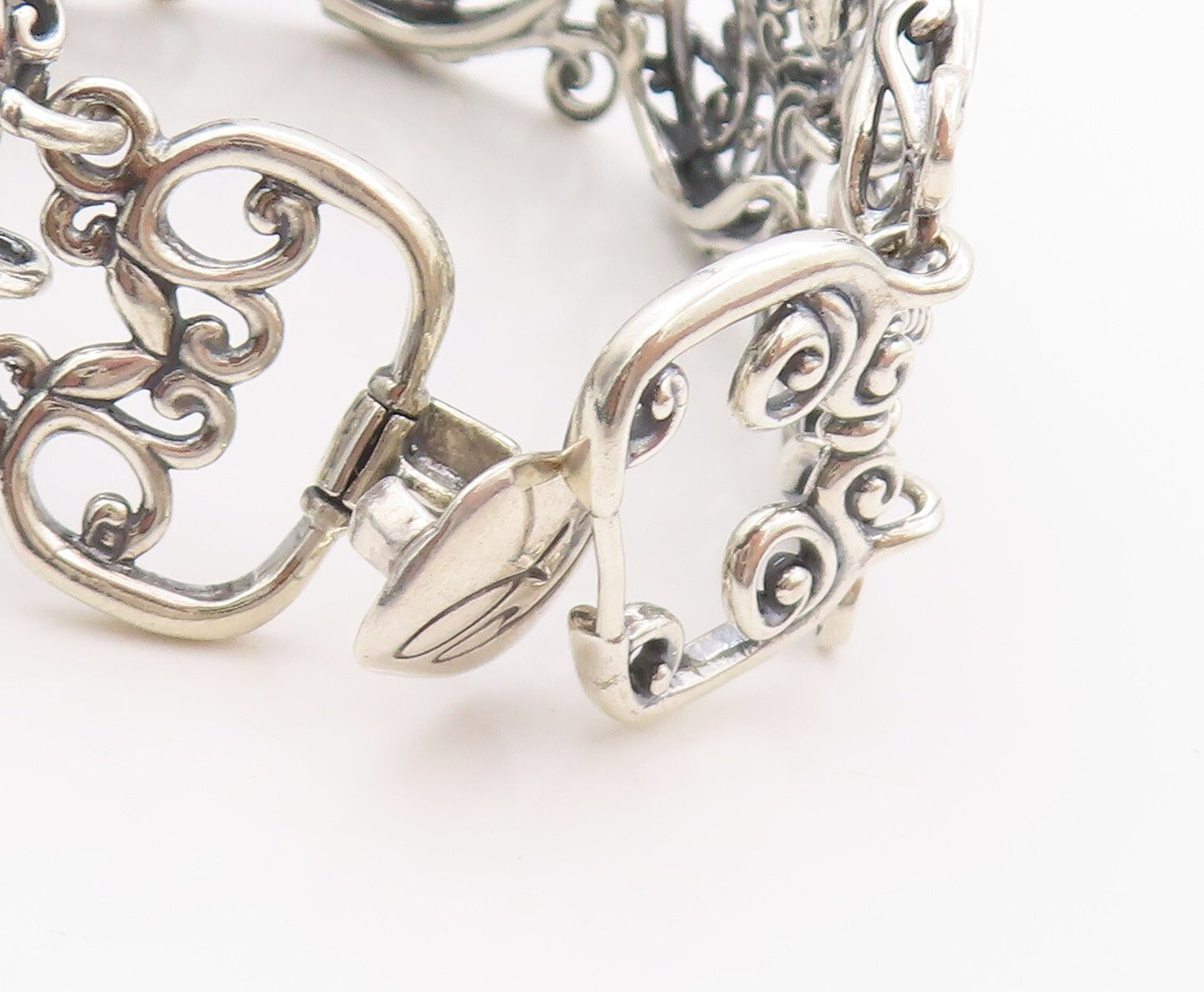 925 Sterling Silver Vintage Bracelet CAROLYN POLLACK Swirly Design Cut  BT11098