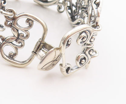 925 Sterling Silver Vintage Bracelet CAROLYN POLLACK Swirly Design Cut  BT11098