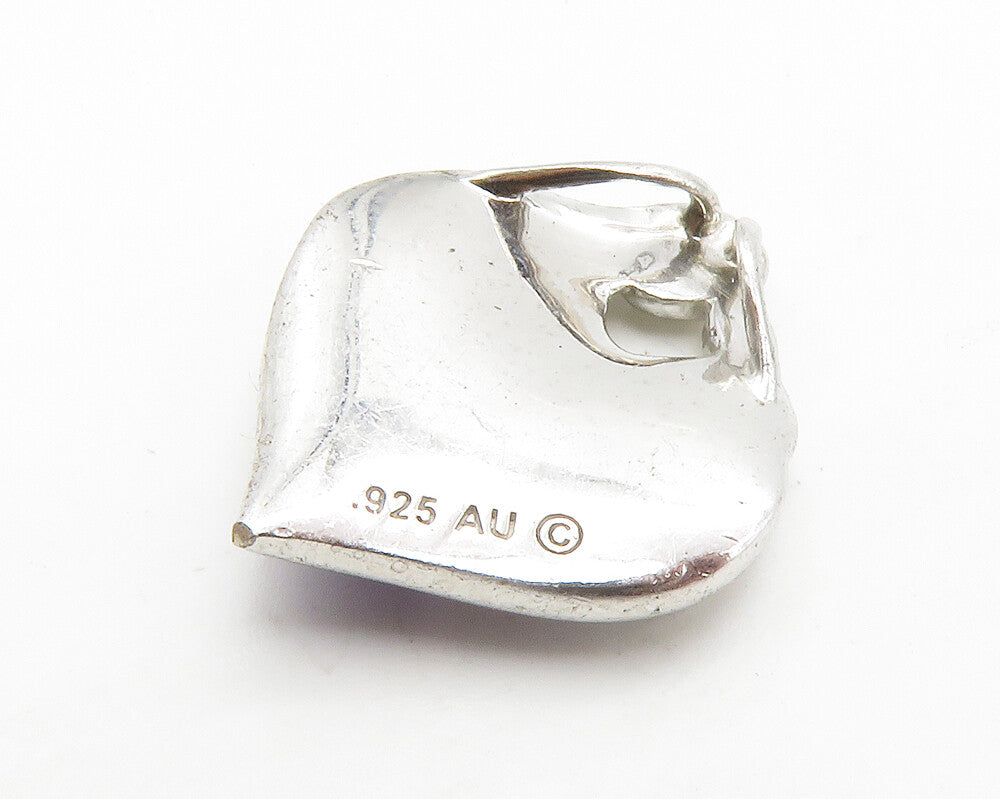 925 Sterling Silver  Shiny Purple Cubic Zirconia Love Heart Pendant  PT11212