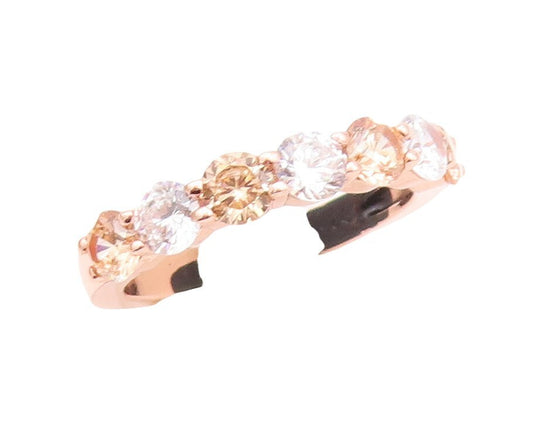 925 Sterling Silver Vintage Ring Rose Gold Plated Citrine & Topaz  Sz 7  RG30022