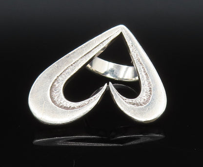 925 Sterling Silver  Vintage Open Floating Love Heart Ring Sz 5.5  RG25363