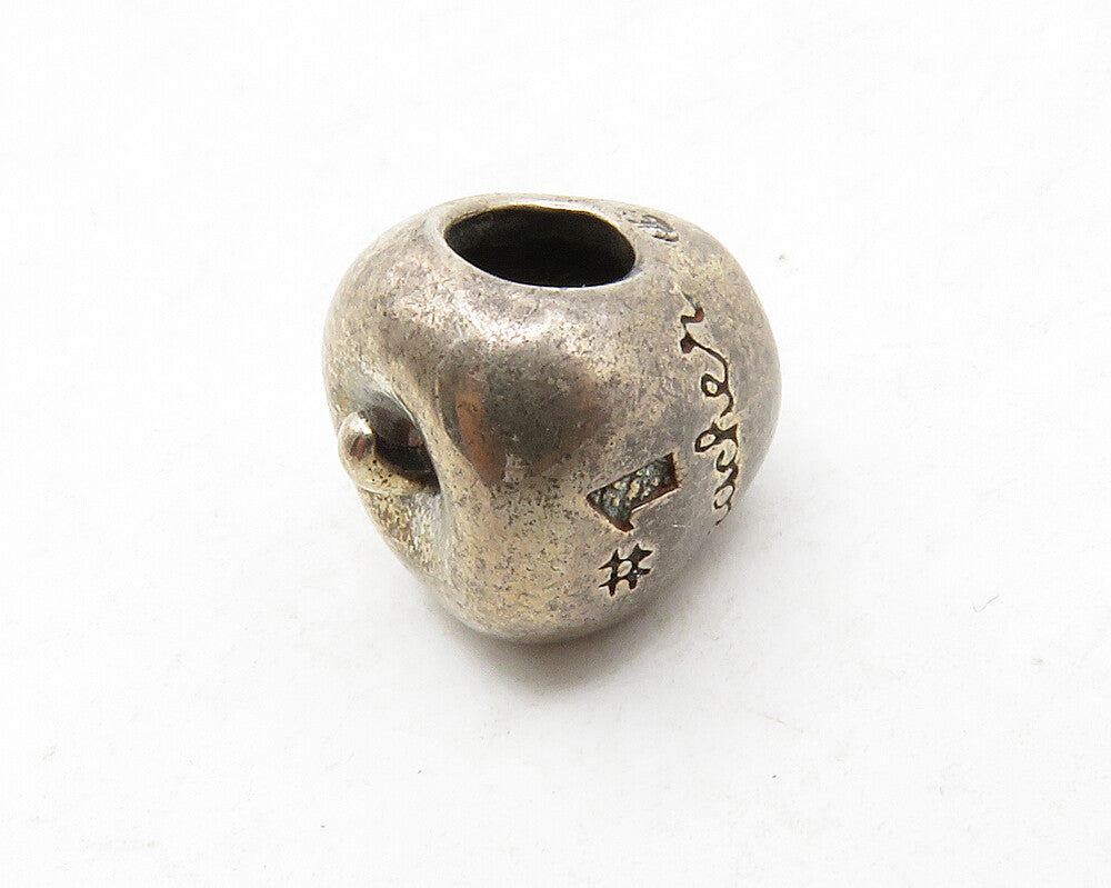 925 Sterling Silver  Vintage Petite Etched Number 1 Teacher Apple Bead  TR1862