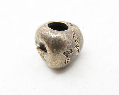 925 Sterling Silver  Vintage Petite Etched Number 1 Teacher Apple Bead  TR1862