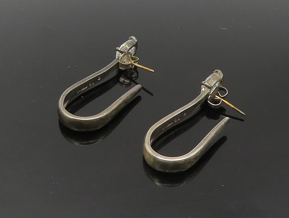 DESIGNER 925 Silver & 14k GOLD  Vintage Cubic Zirconia JHoop Earrings EG11568