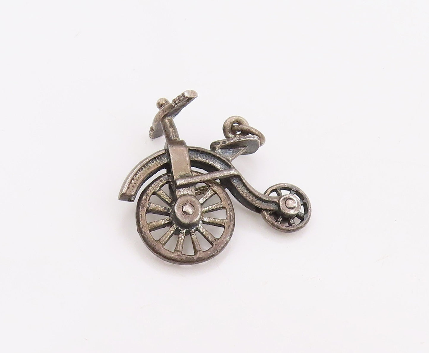 925 Sterling Silver Vintage Pendant Retro High Wheeled Bicycle Charm  PT25393