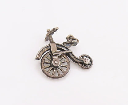 925 Sterling Silver Vintage Pendant Retro High Wheeled Bicycle Charm  PT25393