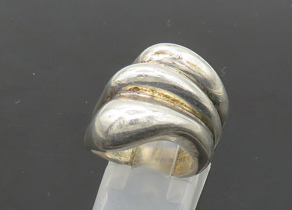 JM 925 Sterling Silver  Vintage Shiny Fluted Dome Band Ring Sz 5  RG21241