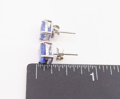 925 Sterling Silver Vintage Earrings Minimalist Oval Cut Tanzanite Studs EG13823