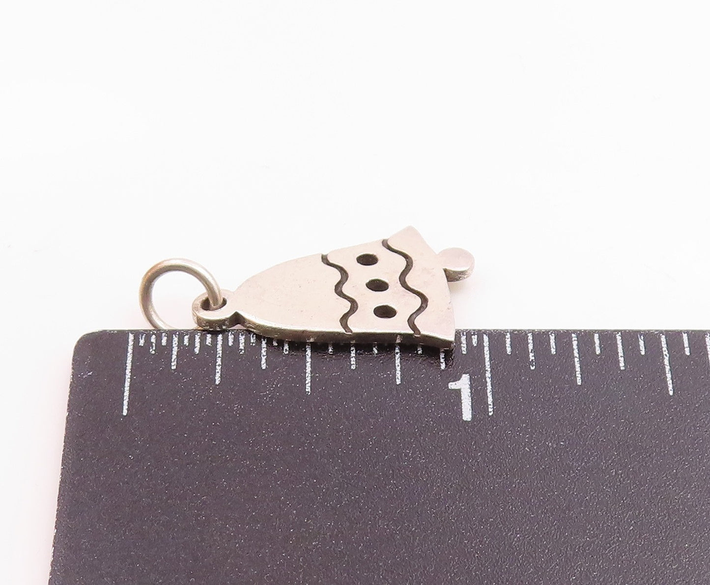 925 Sterling Silver  Vintage Shiny Cutout Bell Drop Pendant  PT17387