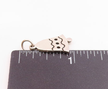 925 Sterling Silver  Vintage Shiny Cutout Bell Drop Pendant  PT17387